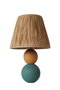 Opviq Lámpara de Mesa con Cuerpo de Madera y Pantalla de Tela Multicolor